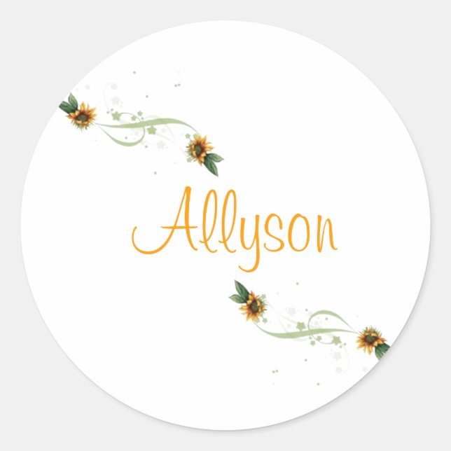 Sunflowers Personalized Stickers (Front)