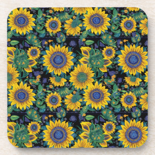 Sunflowers Petrikivka Ukrainian folk art  Coaster