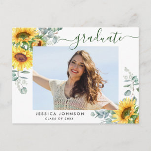 Sunflowers PHOTO Graduation Party Invitation  Postcard