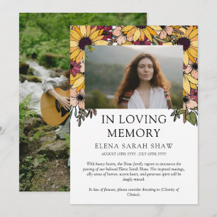 Sunflowers Photo In Loving Memory Announcement