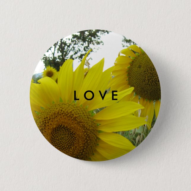 Sunflowers Photo Love Badge 2 Inch Round Button (Front)