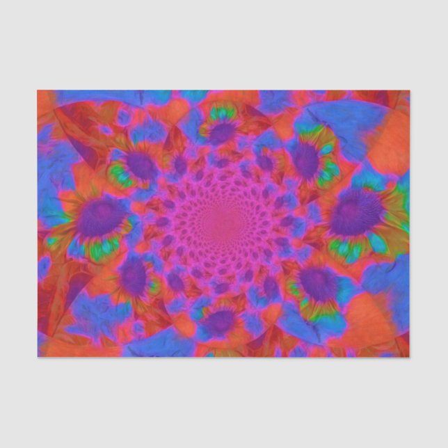 Sunflowers Pink Purple Orange Floral Art Tissue Paper (Front)