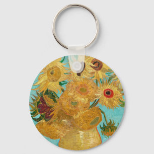 Sunflowers, Post Impressionist Still Life Painting Keychain