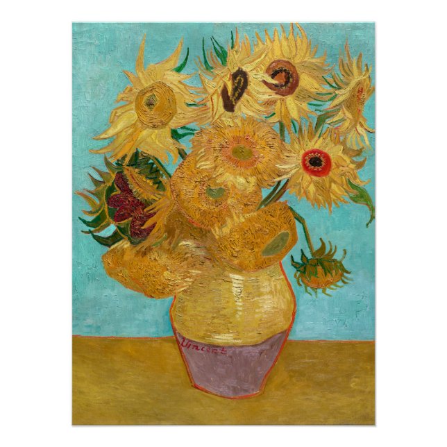 Sunflowers, Post Impressionist Still Life Painting Poster (Front)