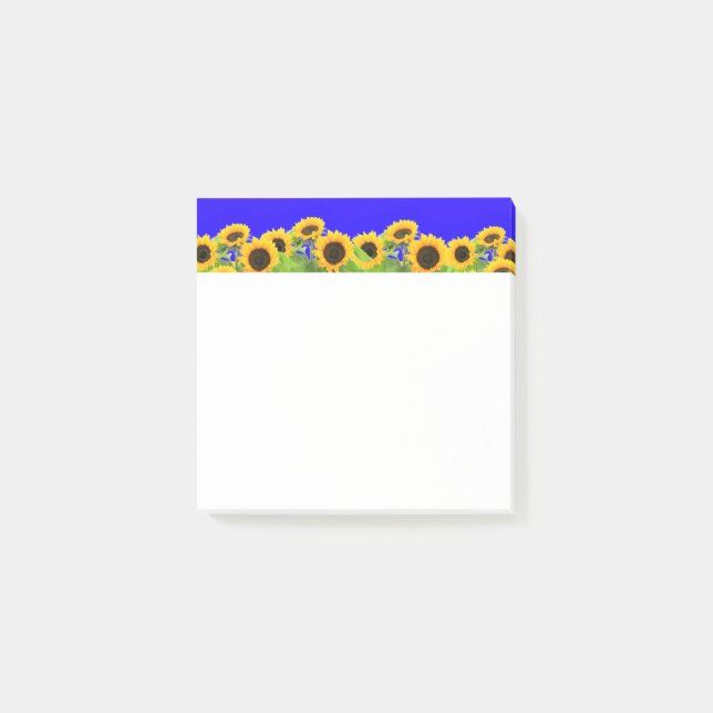 Sunflowers Post it Notes Ukrainian Flag Colours (Front)