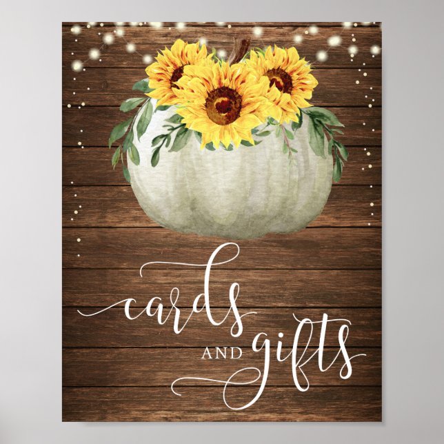 Sunflowers Pumpkin Cards and Gifts Sign (Front)
