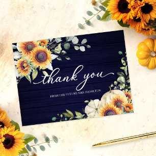 Sunflowers Pumpkin Fall Bridal Shower Thank You  Postcard