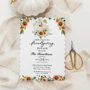 Sunflowers Pumpkin Friendsgiving Dinner Invitation
