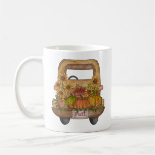 Sunflowers & Pumpkins Fall Vintage Truck Coffee Mug