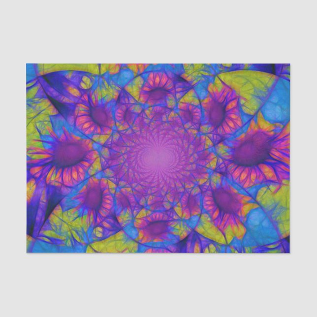 Sunflowers Purple Blue Yellow Abstract Decoupage Tissue Paper (Front)