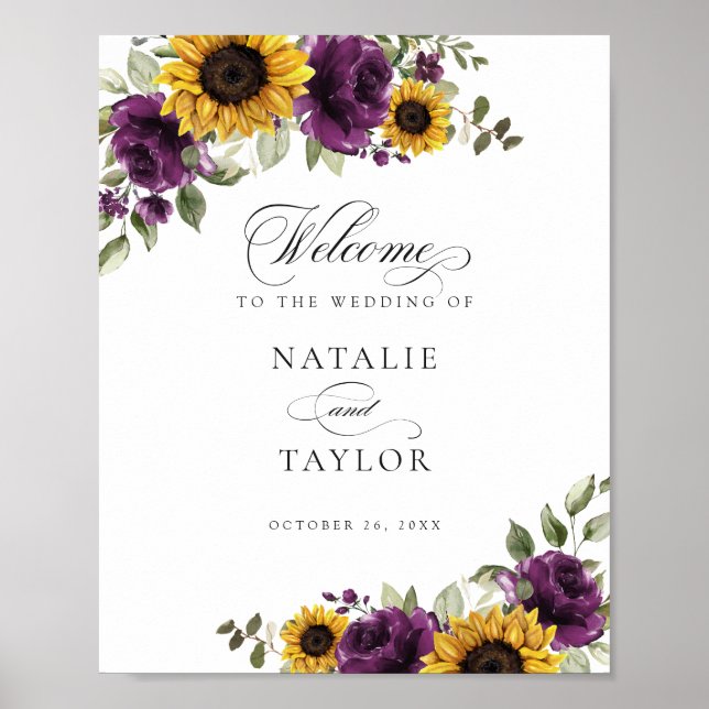 Sunflowers Purple Greenery Mariage Affiche de bien (Devant)