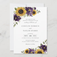 Sunflowers Purple Violet Flowers Greenery Wedding