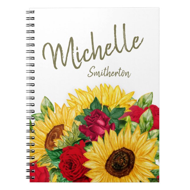 Sunflowers Red Roses Carnet personnalisé (Devant)
