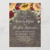 Sunflowers Red Roses Daisies Rustic Wedding