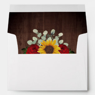 Sunflowers Red Roses Eucalyptus Rustic Wedding Envelope