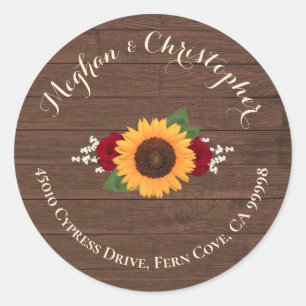 Sunflowers Red Roses Return Address Envelope Seal