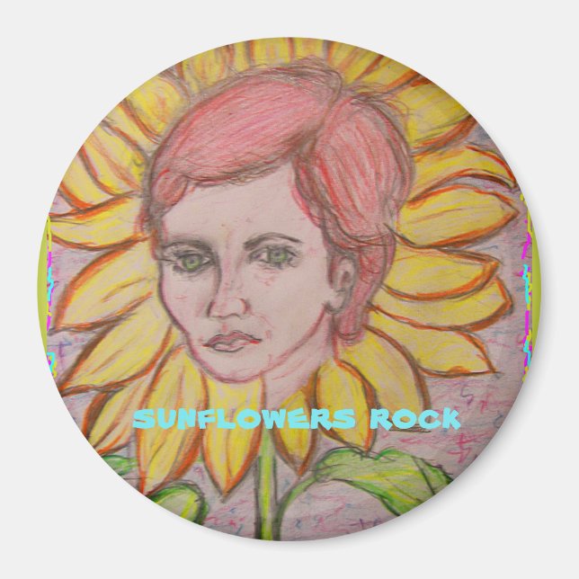 Sunflowers Rock Magnet (Front)