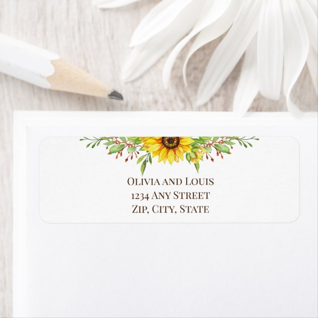 Sunflowers romantic summertime wedding mailing (Insitu)