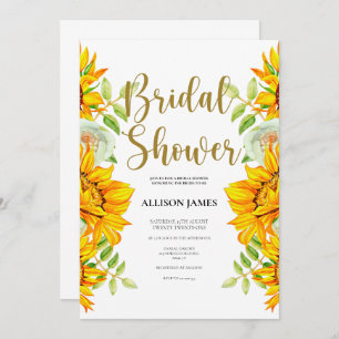Sunflowers Roses Bridal Shower Invitation
