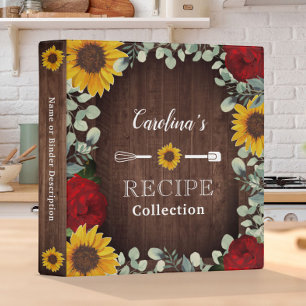 Sunflowers Roses & Eucalyptus Rustic Bridal Recipe Binder