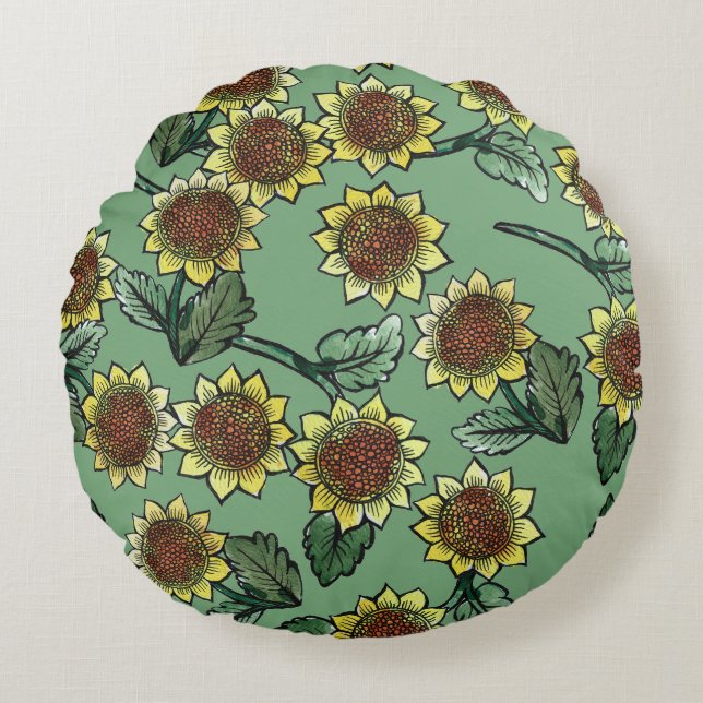 Sunflowers                                         round pillow (Front)