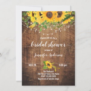 Sunflowers Rustic Bridal Shower Invitation
