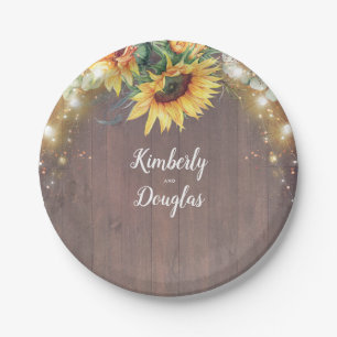 Sunflowers Rustic Country Fall Inspired Paper Plate