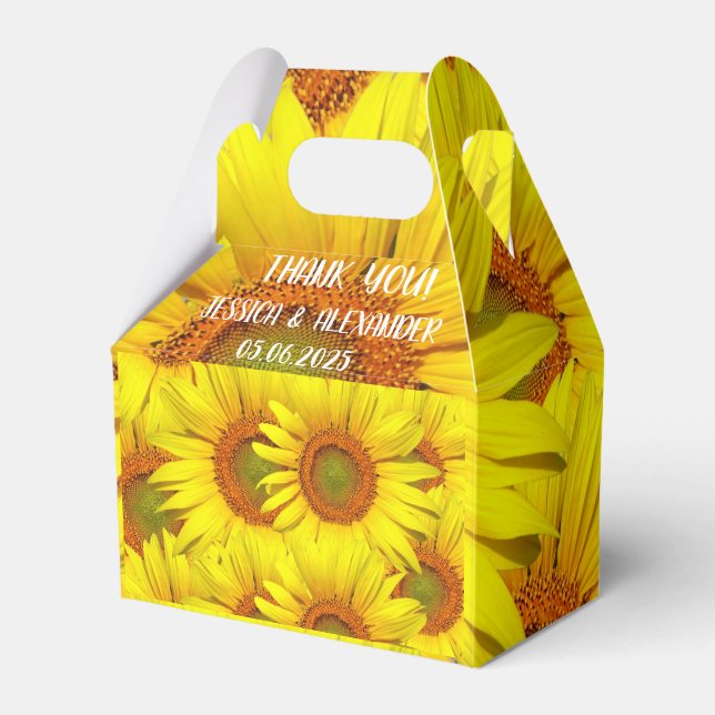 Sunflowers Rustic Country Floral Summer Yellow Favor Box (Front Side)