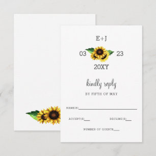 Sunflowers Rustic Country Mariage Chic RSVP