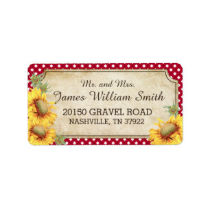 Sunflowers Rustic Country Picnic Wedding Label