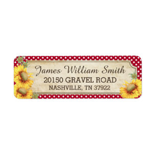 Sunflowers Rustic Country Picnic Wedding Label