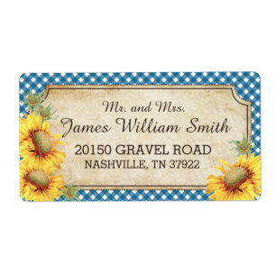 Sunflowers Rustic Country Picnic Wedding Label