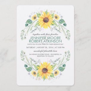 Sunflowers Rustic Country Wedding Invitation