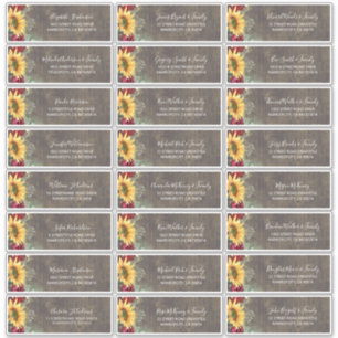 Sunflowers Rustic Fall Guest Names Address Labels