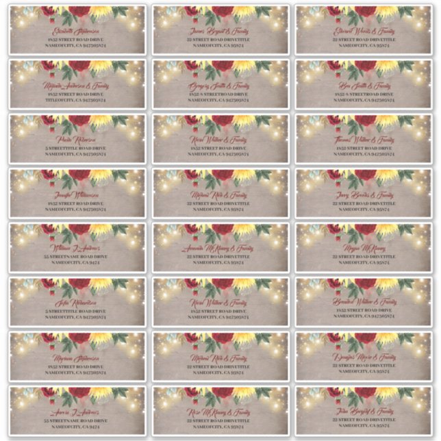 Sunflowers Rustic Fall Invitation Noms Étiquette d (Devant)