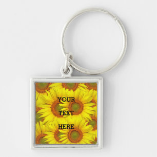 Sunflowers Rustic Floral Summer Yellow Weddings Keychain
