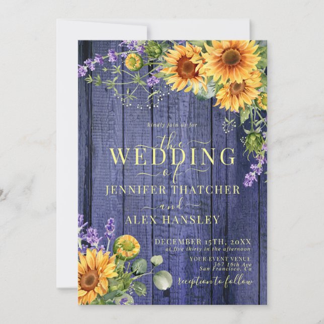 Sunflowers Rustic Floral Wedding Invitation (Front)