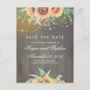 Sunflowers Rustic Save the Date Announcement Postcard