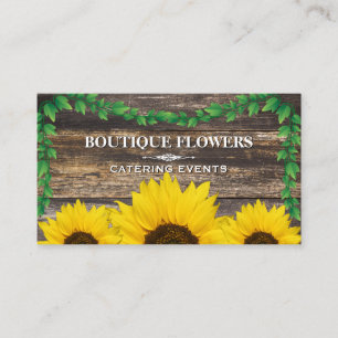 Sunflowers   Rustic Wood and Vines Business Card