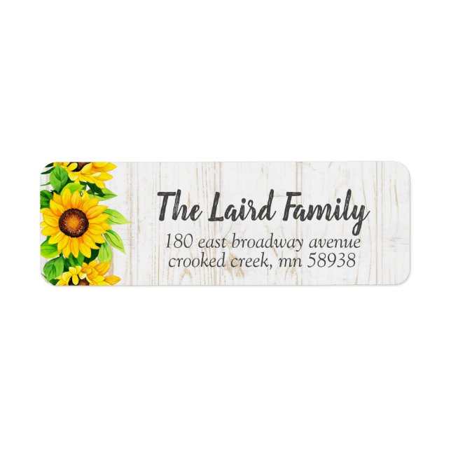 Sunflowers & Rustic Wood Country Adresse de retour (Devant)