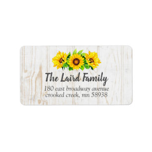 Sunflowers & Rustic Wood Country Large Return Label