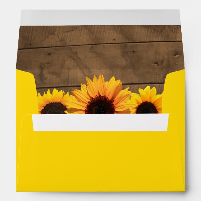 Sunflowers & Rustic Wood Personalized Envelope (Back (Bottom))