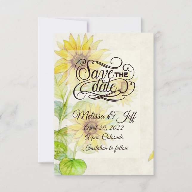 Sunflowers save the date invitation (Front)