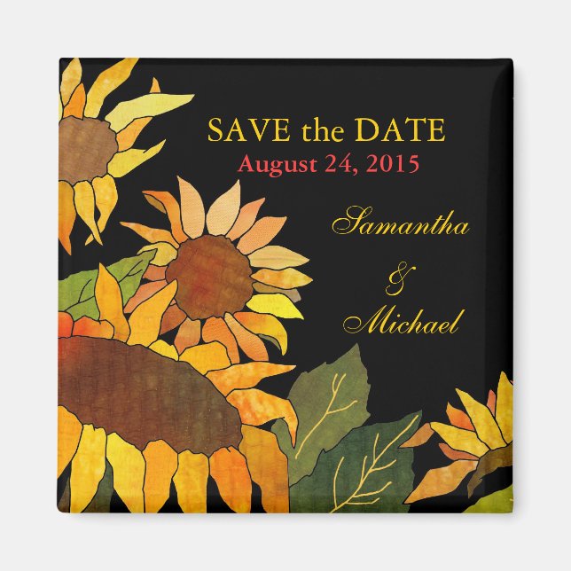 Sunflowers: Save the Date Wedding Magnets (Front)