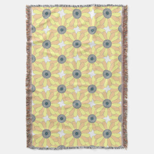 Sunflowers seamless floral pattern throw blanket
