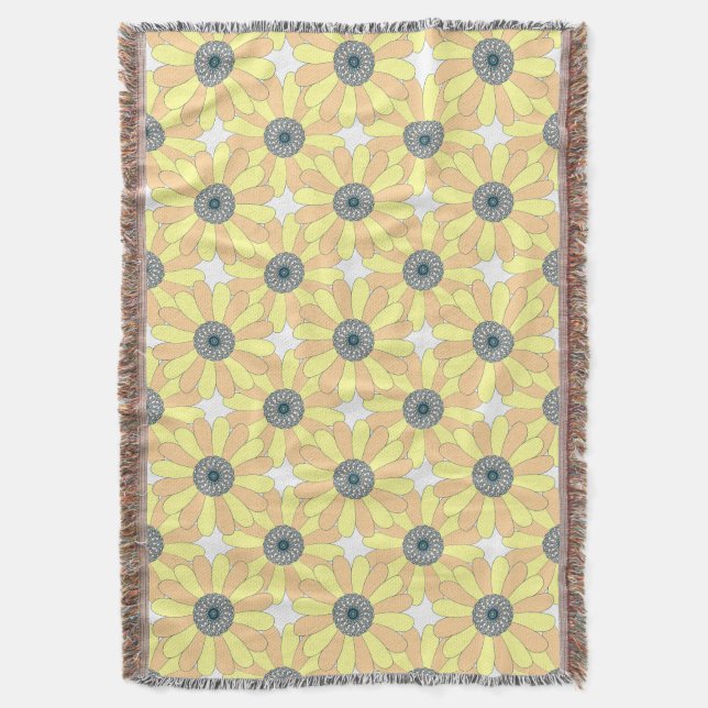 Sunflowers seamless floral pattern throw blanket (Front Vertical)