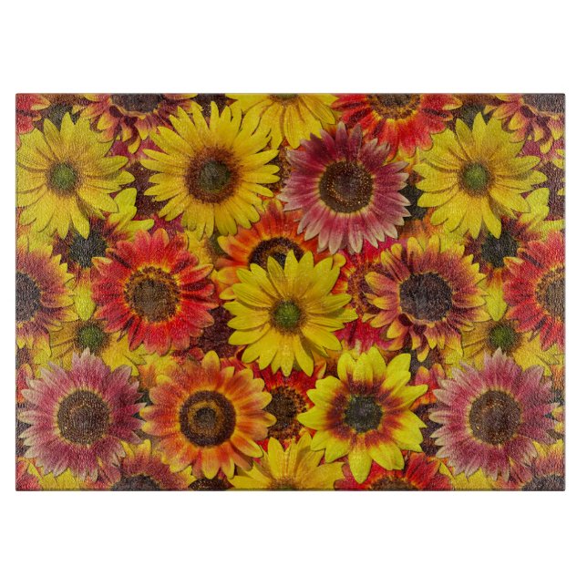 Sunflowers Seamless Pattern Cutting Board (Front)