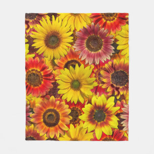 Sunflowers Seamless Pattern Fleece Blanket
