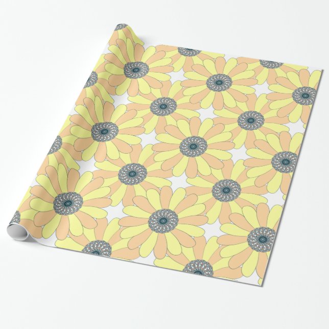 Sunflowers seamless pattern wrapping paper (Unrolled)