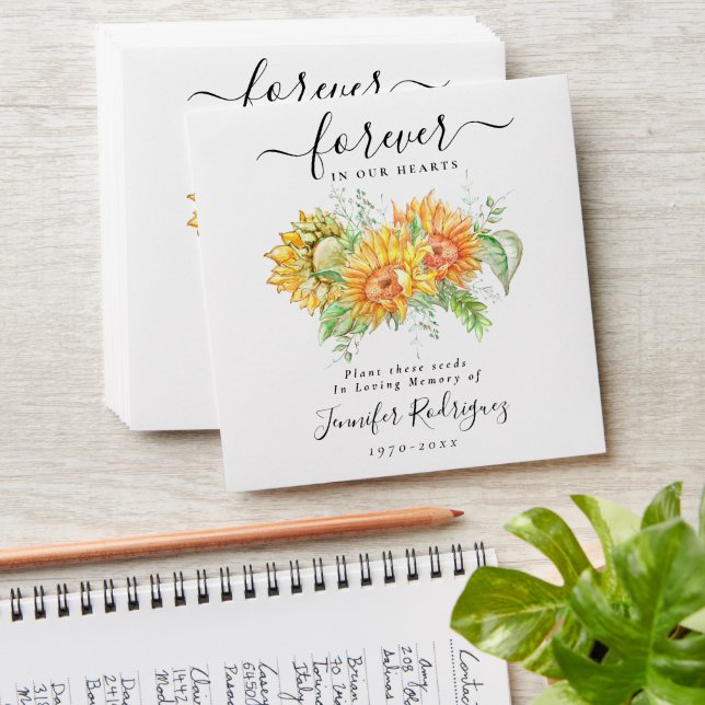 Sunflowers Seed Packet Memorial Funeral Envelope (Stacked)